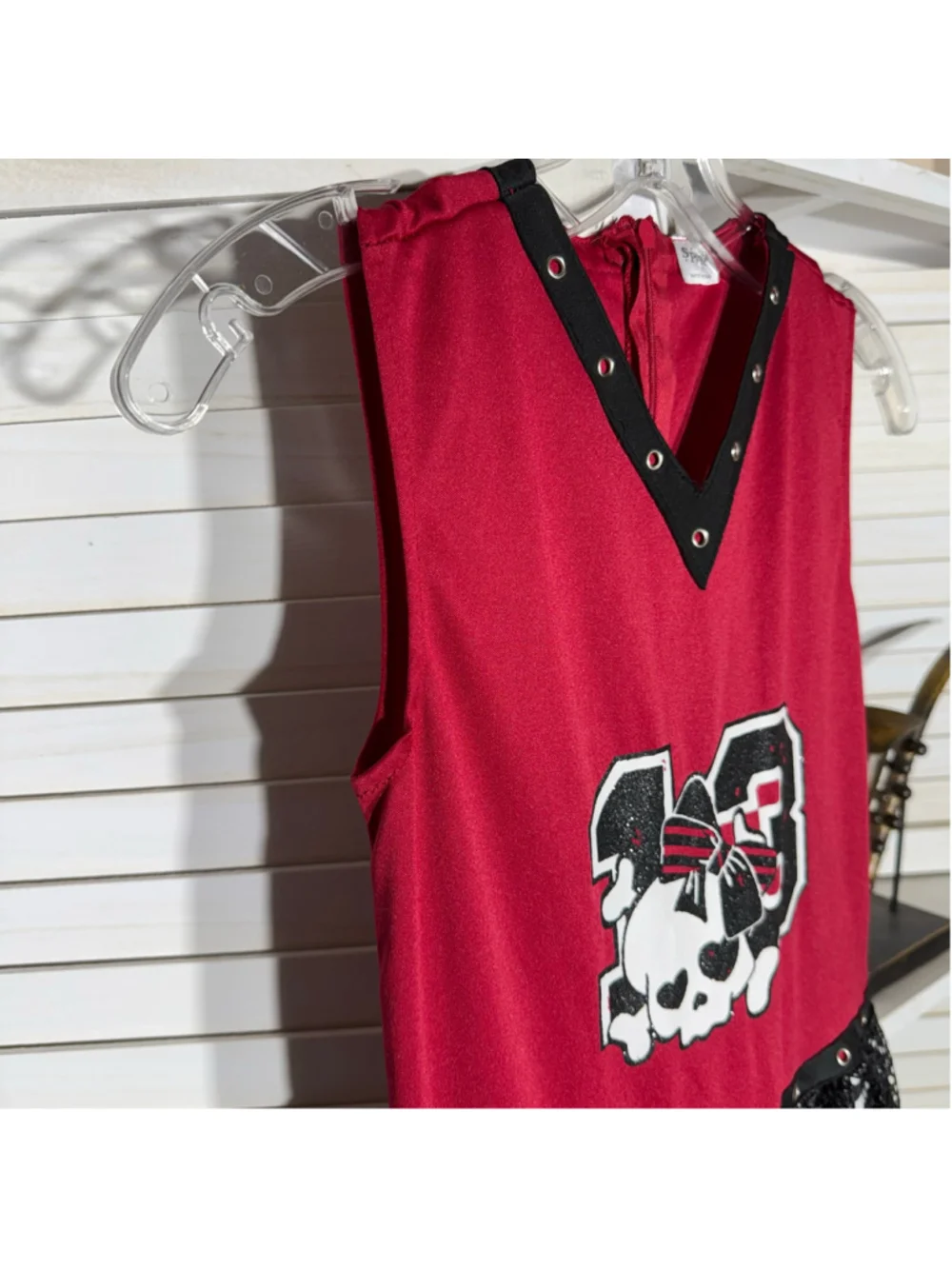 Spirit Halloween kids zombie cheerleader costume black red gothic punk alt sz L